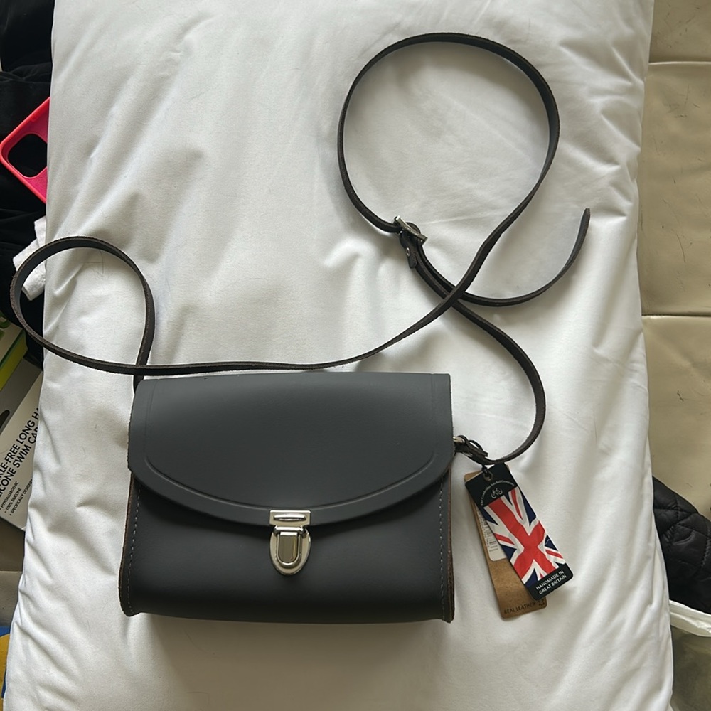 Cambridge satchel Stylish Grey Leather bag